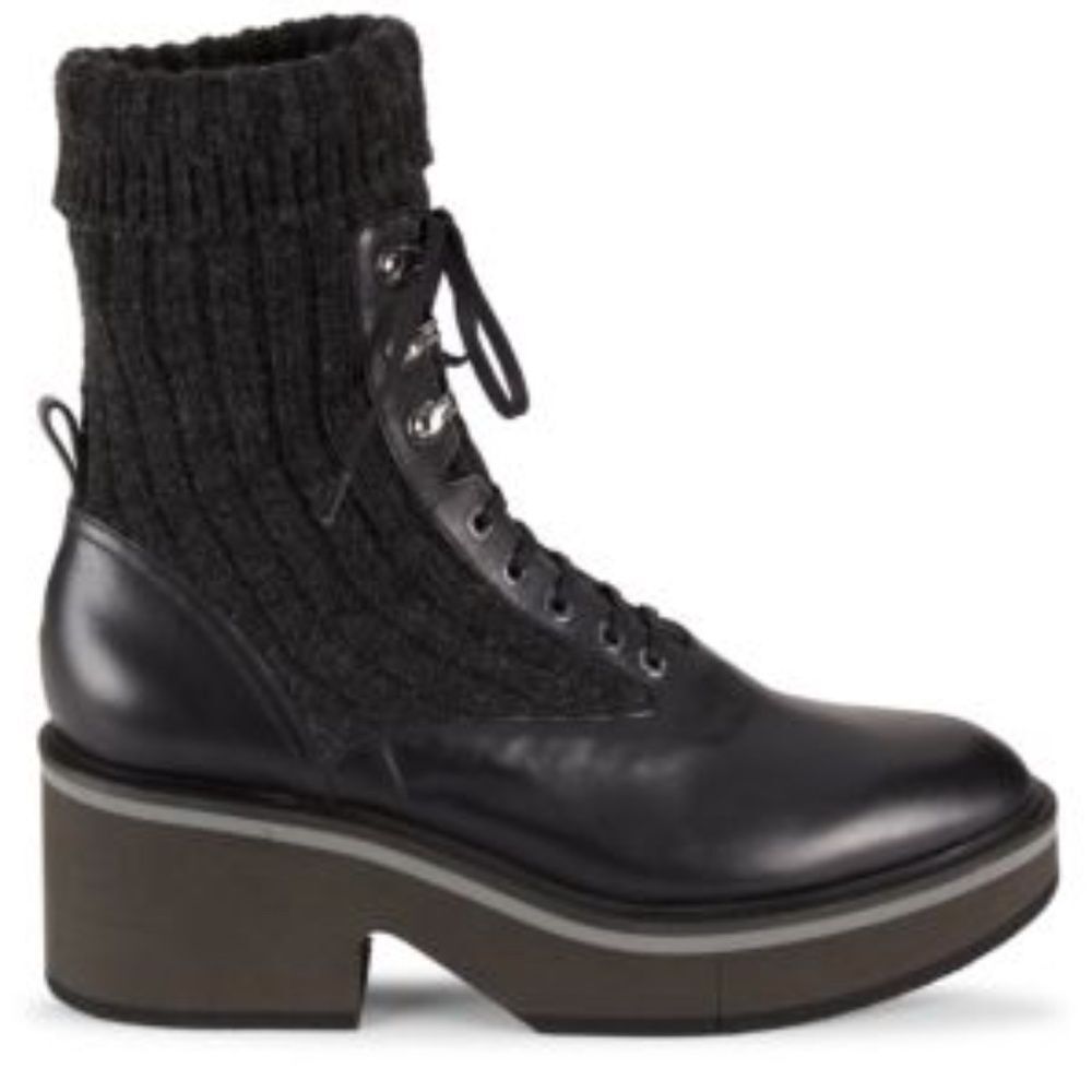 NEW Clergerie Women’s Black Banco Leather Lace Up Ankle Boots Size 6.5